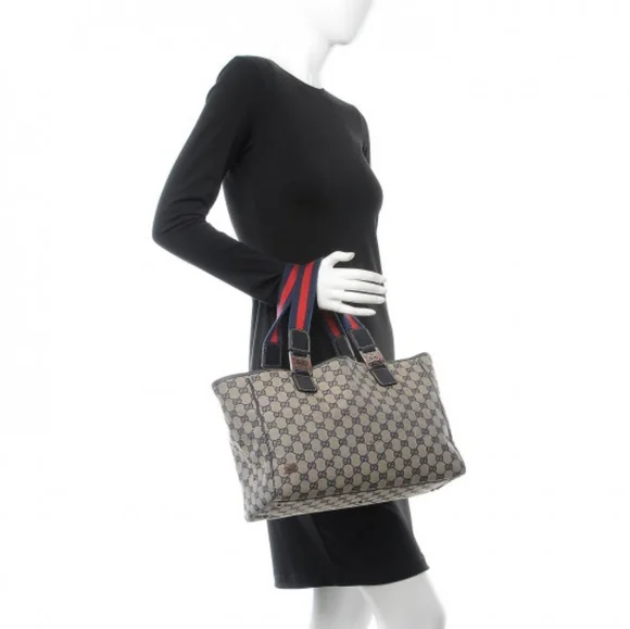 Authentic Gucci GG Monogram Supreme Sherry Web Pop Tote Bag - Picture 1 of 11